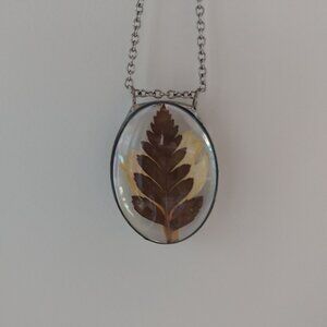 Chunky Leaf Pendant Necklace Nature Boho Handmade Jewellery
